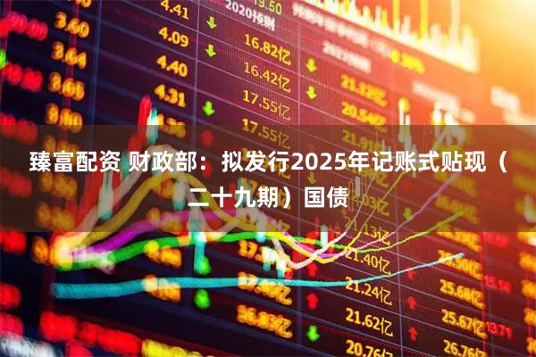 臻富配资 财政部：拟发行2025年记账式贴现（二十九期）国债