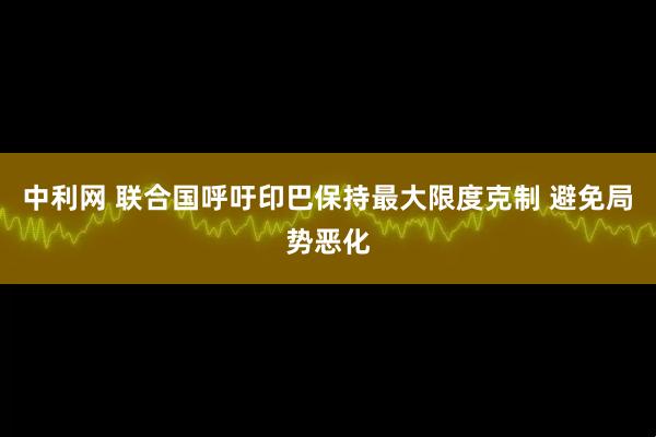 中利网 联合国呼吁印巴保持最大限度克制 避免局势恶化