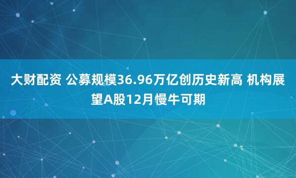 大财配资 公募规模36.96万亿创历史新高 机构展望A股12月慢牛可期