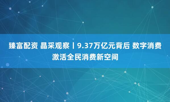 臻富配资 晶采观察丨9.37万亿元背后 数字消费激活全民消费新空间